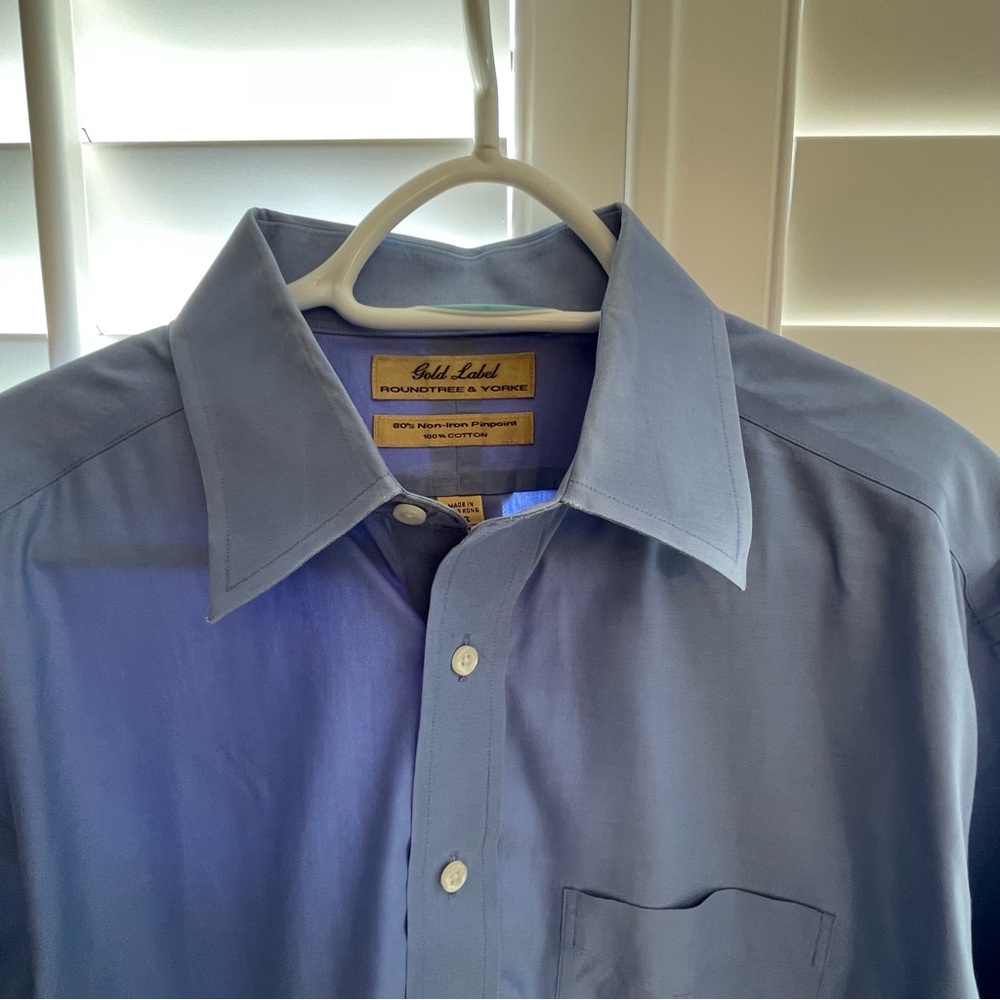 Roundtree & Yorke Light Blue Casual Button Down Shirt - Picture 2 of 5